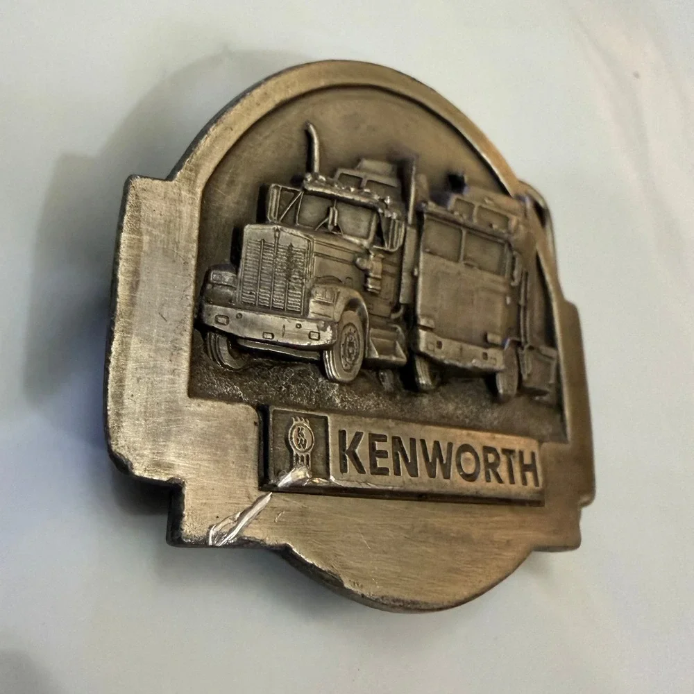 Vintage 1985 Kenworth Semi Truck Belt Buckle Tonkin Inc Pewter Tone C-42 Trucker